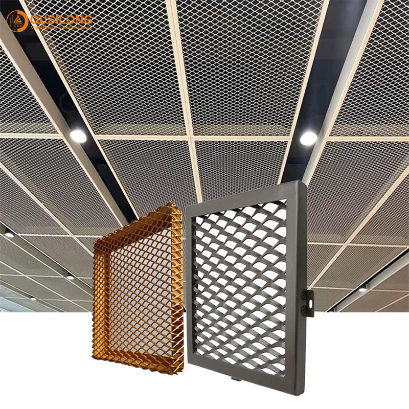 Metal Mesh Grid Plate Commercial Ceiling Tiles for Building Interior