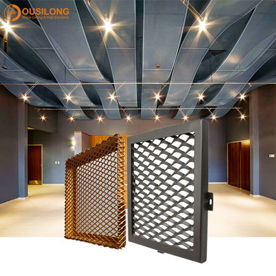 Commercial Building Decorated Materials Silver White Metal Mesh Wall Ceiling Panel With Frame