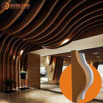 Fireproof Metal Suspended Ceiling Tiles fashionable Curved Aluminum Baffle Ceiling