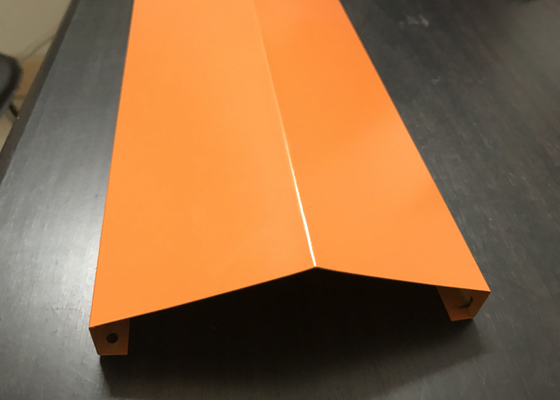 Orange Custom V Shaped Aluminium Strip Ceiling Open View Aluminium Suspended System