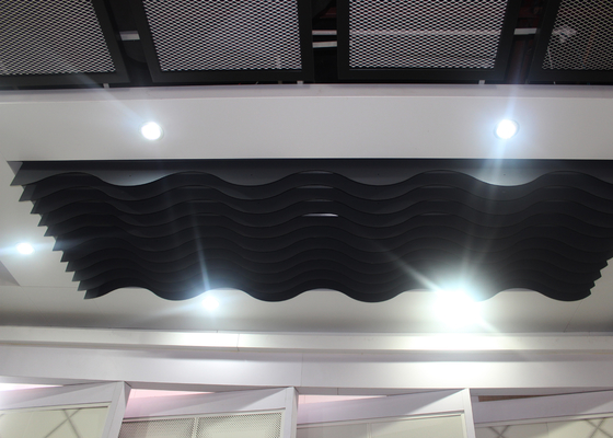 Curling J Shaped Plug-in Floating Linear Ceiling Tiles Custom Aluminum Suspended Metal Strip Ceiling