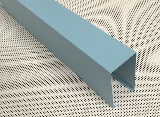 Blue Powder Coated Aluminum U- shaped Linear Metal Ceiling Width 50mm Height 100mm
