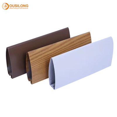 Commercial Aluminum Roof Linear Metal Ceiling Wood Grain With Bullet shaped