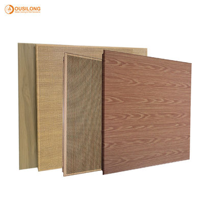 Wooden Drop Down Acoustical Aluminium Ceiling Tiles / Commercial False Metal Ceiling Tengular