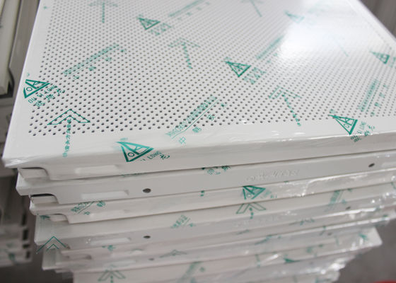 Square Perforated Metal Decorative Acoustic Ceiling Tiles Custom Coloured , ISO 9001