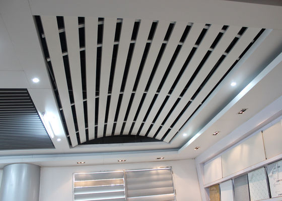 Domed Linear Metal Ceiling Aluminum Install With Curved Keel , Curved Ceiling For Station