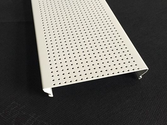 Micro - perforated C- shaped Aluminium Strip Ceiling , Acoustic Ceiling Panels Traffic white Color
