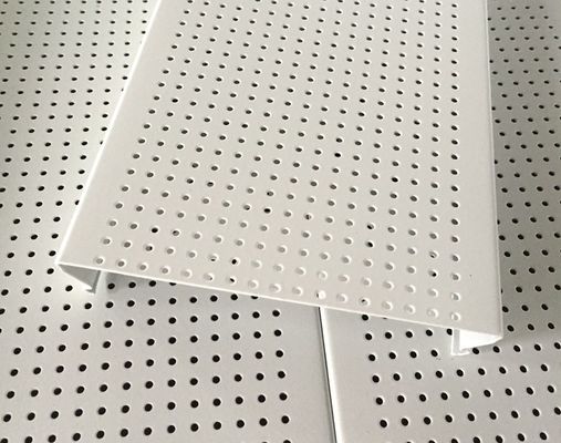 White Powder Coated Aluminium Strip Ceiling , C- shaped Sheet Metal Ceiling
