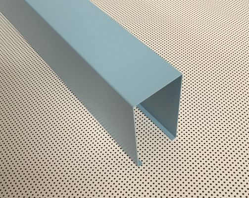 Blue Powder Coated Aluminum U- shaped Linear Metal Ceiling Width 50mm Height 100mm