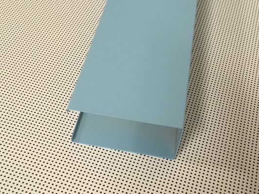 Blue Powder Coated Aluminum U- shaped Linear Metal Ceiling Width 50mm Height 100mm