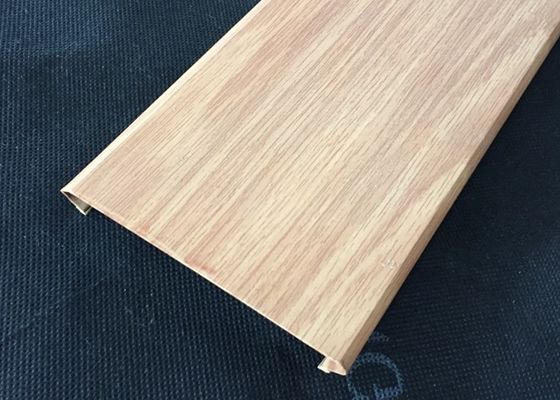C- Shaped Width 100mm Commercial Aluminum Wood Ceiling Panels For Shopping Hall