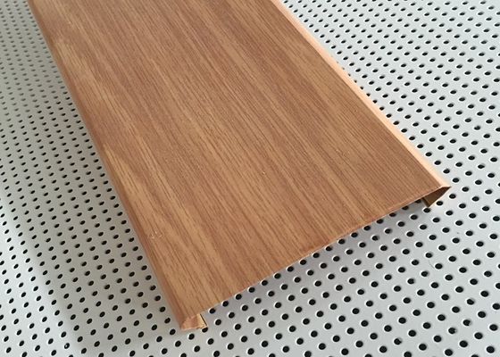 C- Shaped Width 100mm Commercial Aluminum Wood Ceiling Panels For Shopping Hall