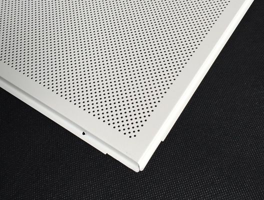 Acoustic Fireproof 595 X 595mm Perforated Metal Ceiling Tiles With White Color