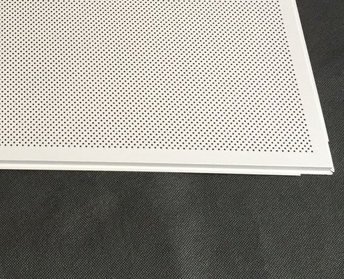Acoustic Fireproof 595 X 595mm Perforated Metal Ceiling Tiles With White Color