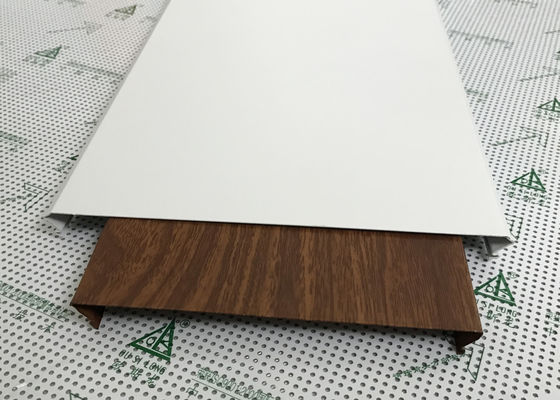 Exterior Soffit Metal Ceiling System C - Shaped Wood Grain Suspended Ceiling Tiles