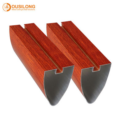 Commercial Linear Metal Ceiling Suspended Aluminum Wooden Bullet Shaped