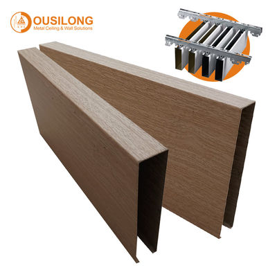 Wood Grain Strip Metal Suspended Aluminium Baffle Ceiling Building Decorative Linear Aluminum Metal Panel