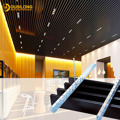 Construction Suspended Metal Linear Baffle Strip Decorative Extruded Aluminium / Aluminum Profile Wall Ceiling Panel