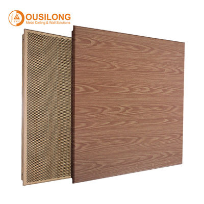 Dark Wood Color Mircoperforated Acoustic Aluminum Ceiling 600×600mm