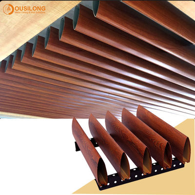 Commercial Aluminum Roof Linear Metal Ceiling Wood Grain With Bullet shaped