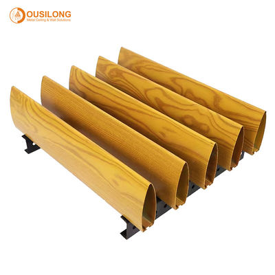 Commercial Aluminum Roof Linear Metal Ceiling Wood Grain With Bullet shaped