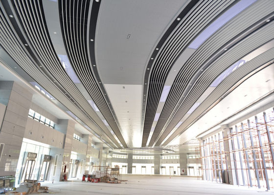 Indoor Decoration Aluminum Suspended Strip Ceiling Panel Beveled Edge Eco-friendly