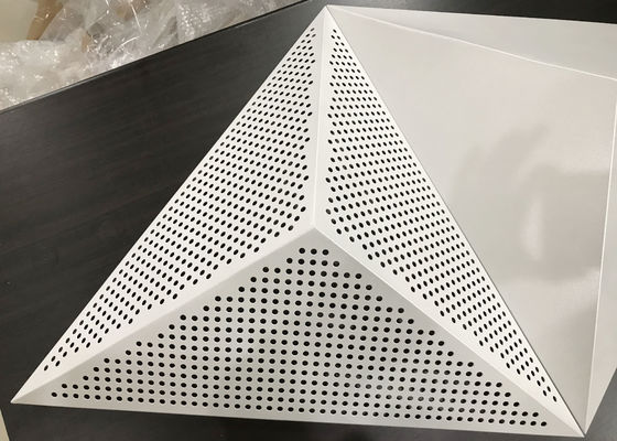 Powder Coat Pearl White Commercial Ceiling Tiles , 3D Triangle Clip Floating Ceiling Tiles