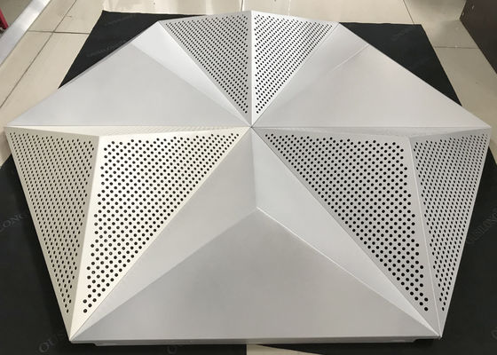 Powder Coat Pearl White Commercial Ceiling Tiles , 3D Triangle Clip Floating Ceiling Tiles
