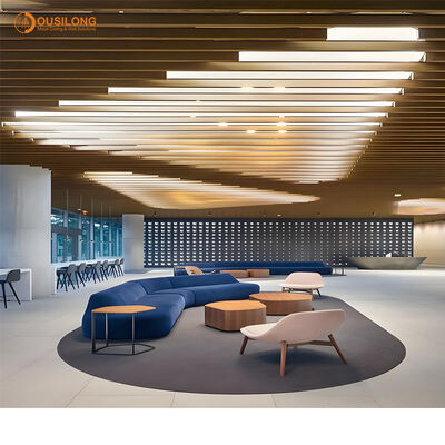 Maximum 5000mm Aluminium Linear Ceiling Baffles Providing Acoustic Absorption and Sleek Linear Design for Office Interiors