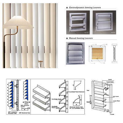 PVDF Surface Aluminum Sun Shade System Electrostatic Powder Coated Thickness 0.8 to 1.2 Millimeters Designed for Long Term Outdoor
