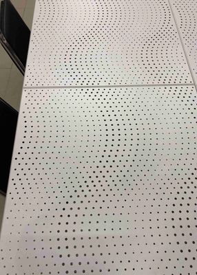 CE Acoustic Ceiling Tiles White Color Wave Perforation Aluminium Clip In Ceiling For Hotel