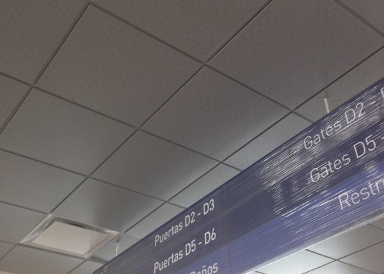 Grey Color Galvanized Steel Lay In Ceiling Tiles 605 X 605mm For Airport