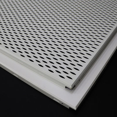 Fireproof Clip In Ceiling Panel , 600*600 Large Aluminum Plafond Perforated Metal Tiles