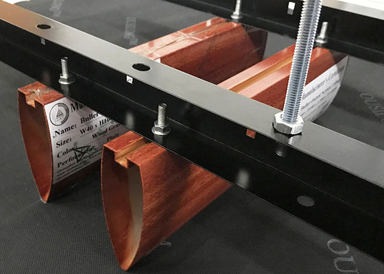 Bullet Shape Screen Aluminum Baffle Ceiling Wooden Grain For Interior Railway Station