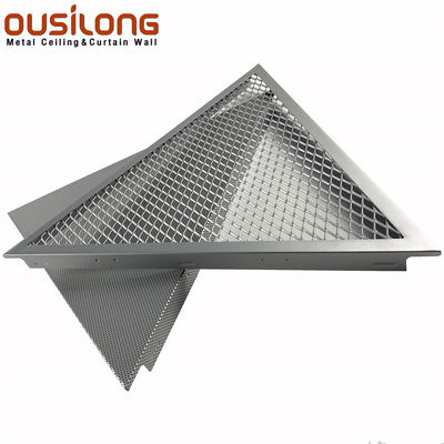 Acoustical Triangle Aluminum / Aluminium Mesh Clip Snap in Ceiling Panel Framed Trianguler Ceiling