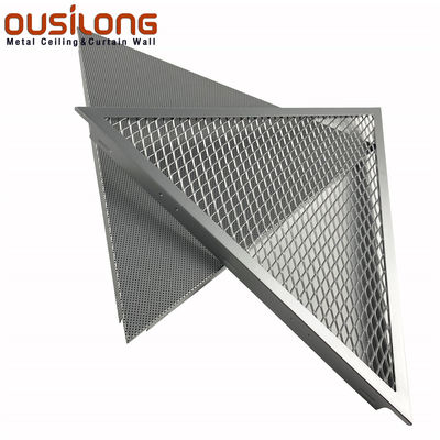 Acoustical Triangle Aluminum / Aluminium Mesh Clip Snap in Ceiling Panel Framed Trianguler Ceiling