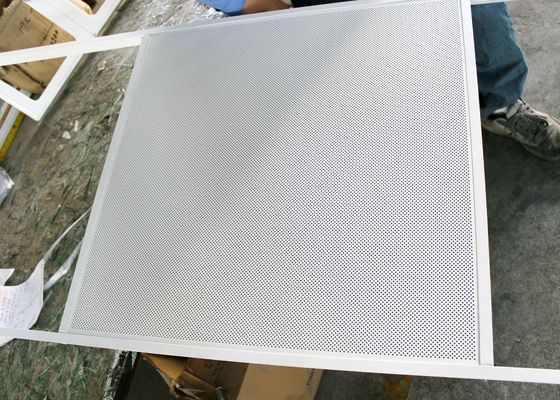 Perforated Lay on Suspended Metal Ceiling with White Tee Bar Installation