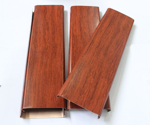 Modern Aluminum Strip Ceiling U Shaped Wood Grain Color For Hotel Airport