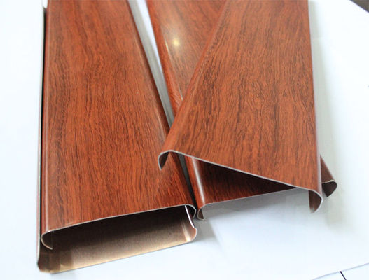 Modern Aluminum Strip Ceiling U Shaped Wood Grain Color For Hotel Airport