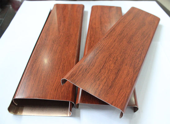Modern Aluminum Strip Ceiling U Shaped Wood Grain Color For Hotel Airport