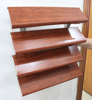 Architectural Aluminum Sun Shade Louvers Wood Grain Color Exterior Screen System