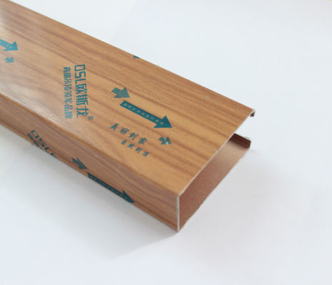 Wooden Color Aluminum Linear Drop Down Ceiling Tiles U-shaped