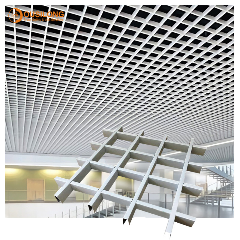 White Powder Coated 625x625mm Aluminum 0.5mm Metal Grid Ceiling With