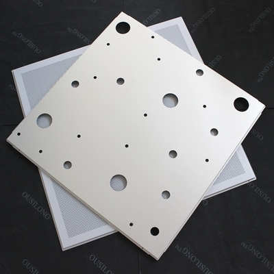 CNC Perforated Lay In Ceiling Tiles 600x600mm False Ceiling Panel RAL9010