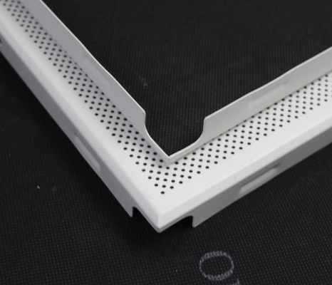 Perforated Or Plain White Aluminum / GI Clip In Ceiling Tiles With Beveled Edge
