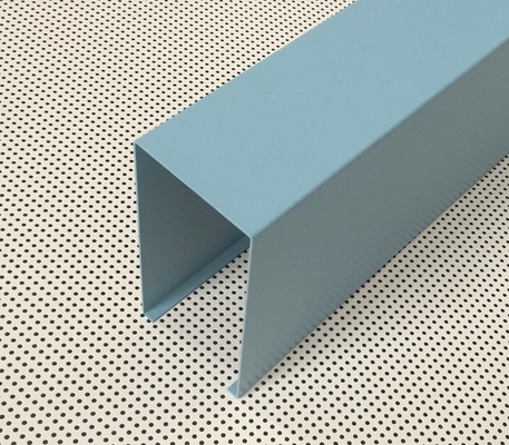 Blue Powder Coated Aluminum U- shaped Linear Metal Ceiling Width 50mm Height 100mm