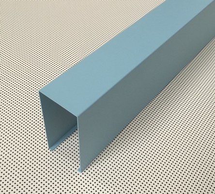 Blue Powder Coated Aluminum U- shaped Linear Metal Ceiling Width 50mm Height 100mm