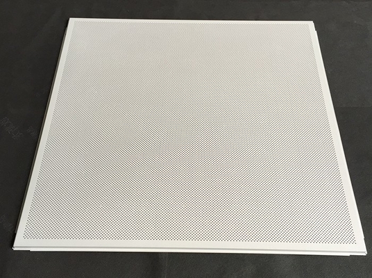 Acoustic Fireproof 595 X 595mm Perforated Metal Ceiling Tiles With White Color