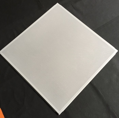 Acoustic Fireproof 595 X 595mm Perforated Metal Ceiling Tiles With White Color