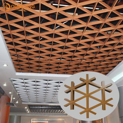 Soundproof Latticed Grille Suspended Metal Ceiling Akzo Nobel Powder Coating / False Grille Ceiling